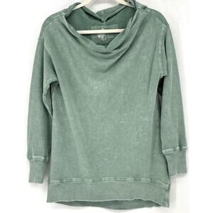 Pilcro Oversized Sz XS LS Mock Cowl Funnel Neck Green Cotton French Terry